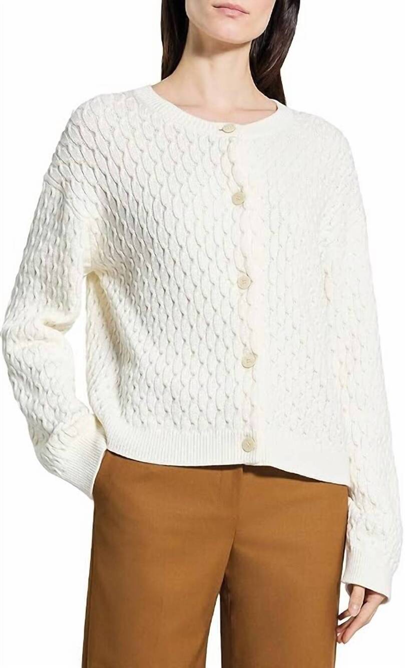 NEW THEORY women's textured cardigan in ivory